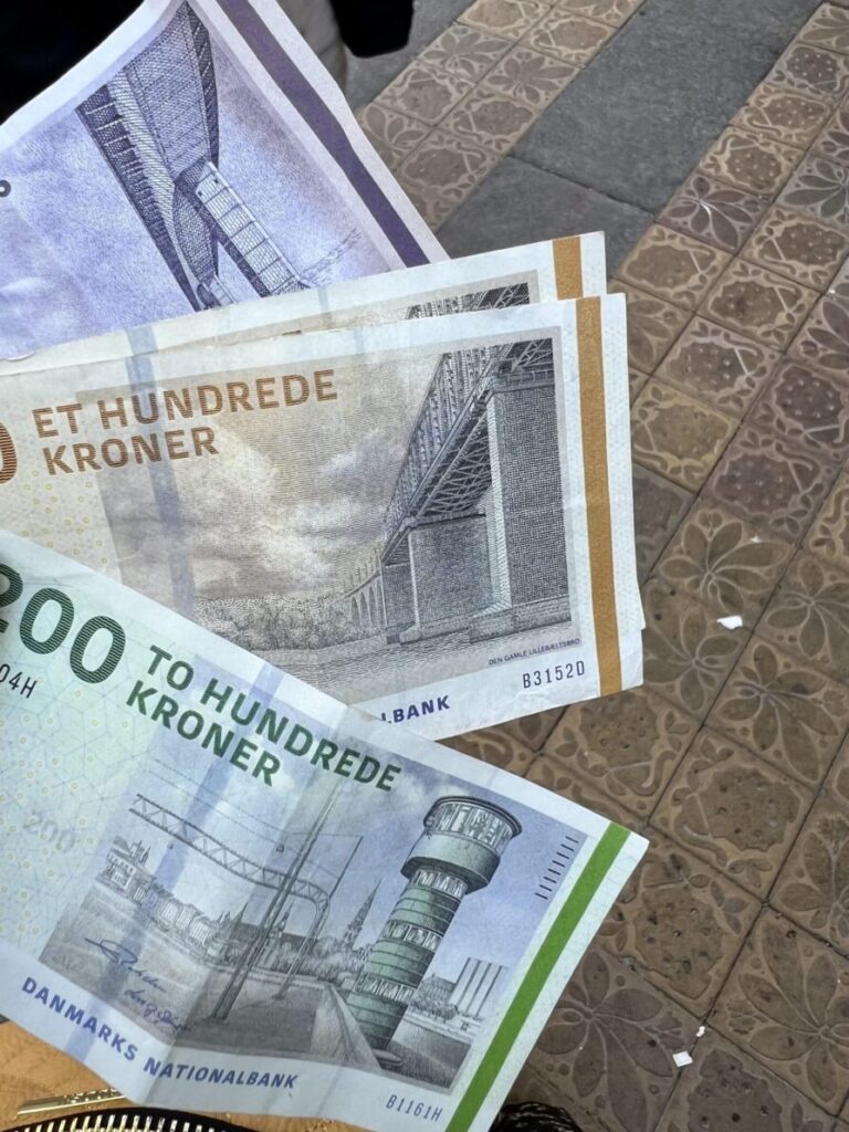 Danish Krone banknotes (DKK) used for payments at LEGOLAND Billund, Denmark