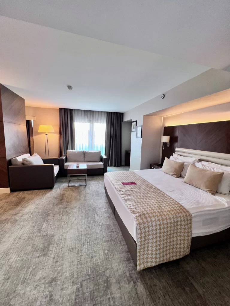 Hotel bedroom in travel