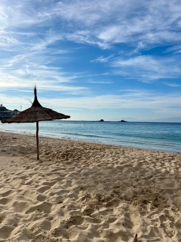 View of Dalia Beach in Tangier, Morocco.